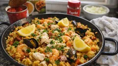 Easy one pan seafood paella style rice