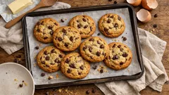 Vintage soft-centred chocolate chip cookies with crisp edges