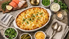 Easy creamy fish pie with golden mash