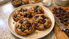 Dubai chocolate chip cookies – thick, chewy centres and crisp edges at home