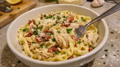 Creamy Chicken and Bacon Tagliatelle — a quick one-pan parmesan sauce
