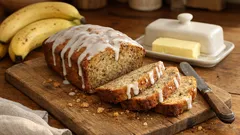 Easy iced banana loaf with banana chips