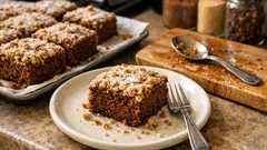 Gingerbread crumb cake traybake with a crisp crumble topping (easy festive bake)