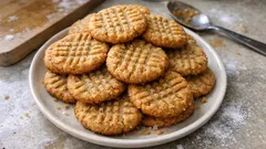 3-ingredient peanut butter cookies — chewy centres, crisp edges, ready in 10 minutes