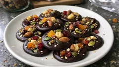 Dark Chocolate Mendiants with Fruit & Nuts – a no-bake treat that looks impressive