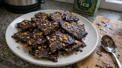 Butter Brickle Bark – a quick no-bake dark chocolate and toffee treat (just melt, sprinkle, chill)