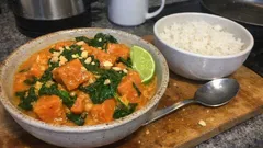 Easy Thai-style sweet potato and peanut curry