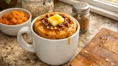 2-minute pumpkin pancake bowl in a mug – fluffy, spiced and no flipping