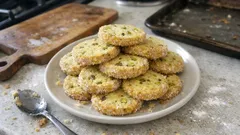 Pistachio shortbread biscuits with sugared edges – crisp, buttery and make-ahead friendly