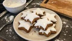 Thick Gingerbread Star Biscuits with Easy Dip-and-Set Royal Icing