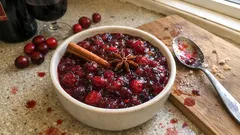 Microwave Mulled Wine Cranberry Sauce – a quick festive side for turkey and ham