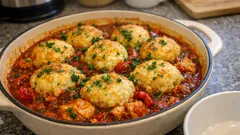 One-pot chicken arrabbiata stew with parmesan dumplings