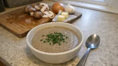 Silky creamy mushroom soup with chicken stock