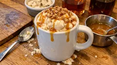 Frozen Turkey Cocktail: a boozy butter pecan ice cream shake with bourbon, amaretto and caramel
