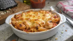 Cheesy chicken penne pasta bake with mascarpone