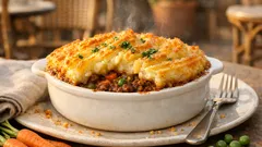 Classic British cottage pie with cheesy mashed potato