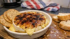 Brûléed Brie in 10 minutes – gooey baked cheese with a crackly sugar top