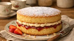 Classic Victoria sponge with strawberry jam and buttercream