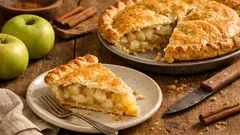 Classic Bramley apple pie with buttery shortcrust pastry