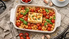 Easy baked feta pasta with roasted tomatoes