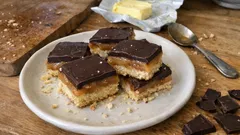 Classic millionaire’s shortbread with gooey caramel layer